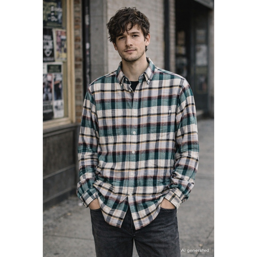 Ben Sherman Mens Shirt Size S Green Plaid Flannel Button Down Casual Grunge Fall